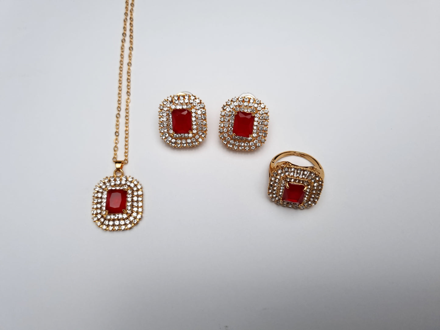 Ruby Star Necklace Set