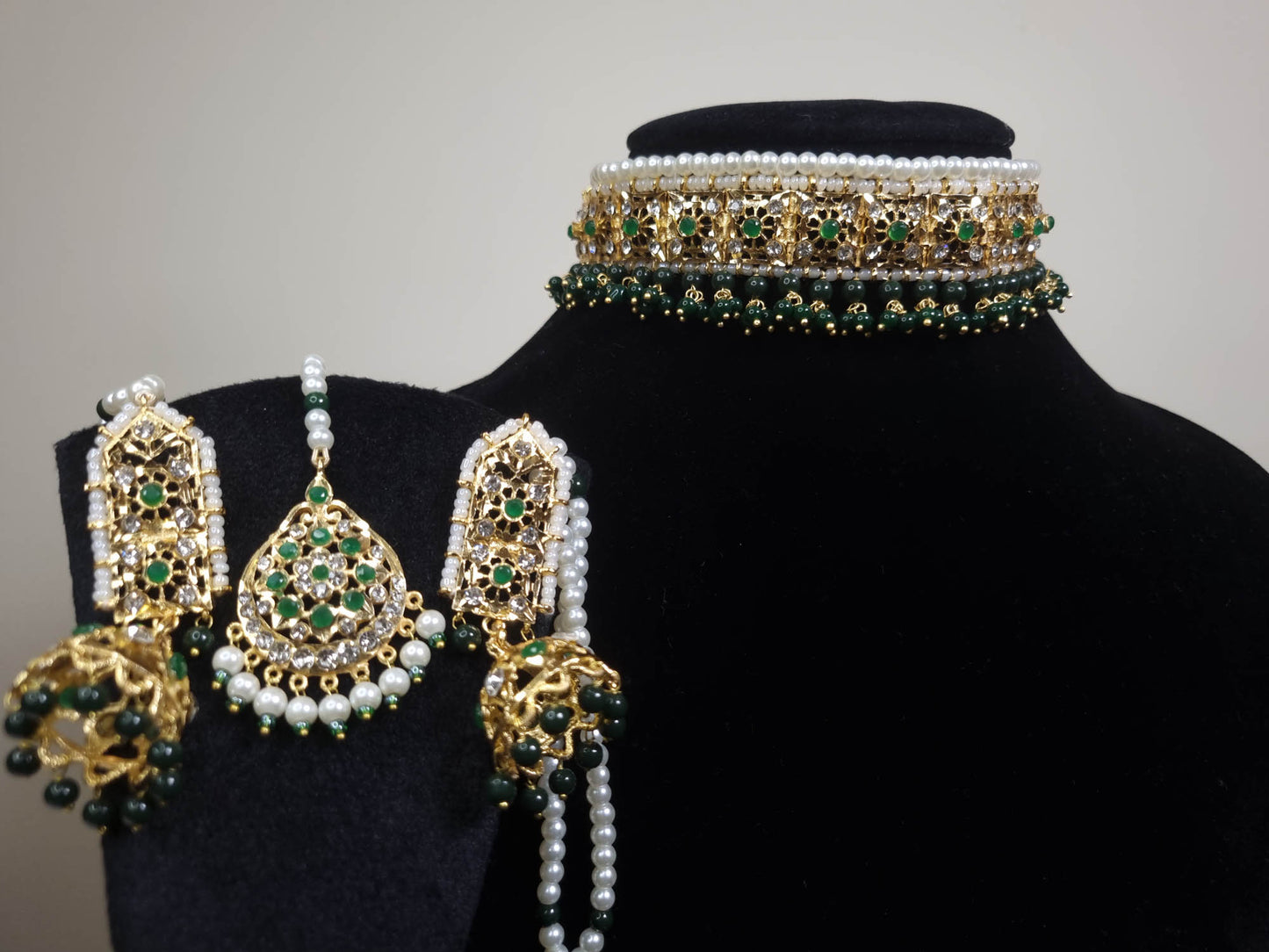 Nazakat Emerald Choker Set with tikka