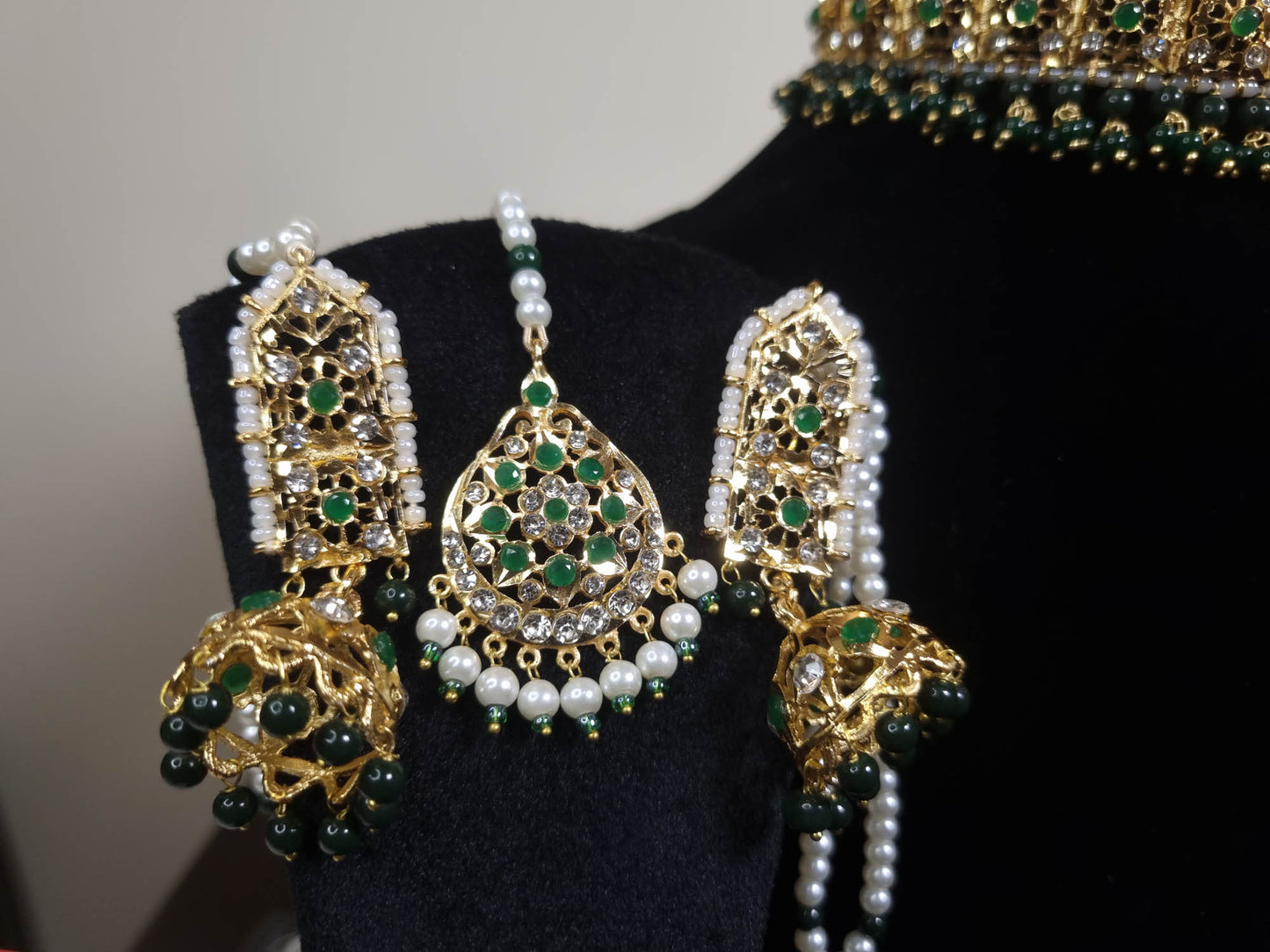 Nazakat Emerald Choker Set with tikka
