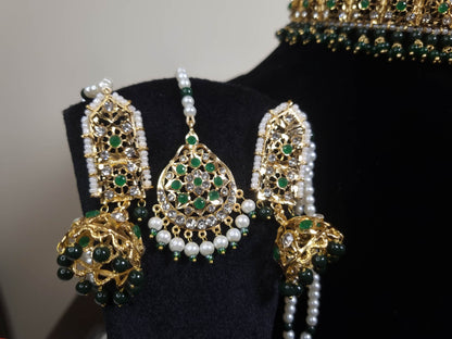 Nazakat Emerald Choker Set with tikka