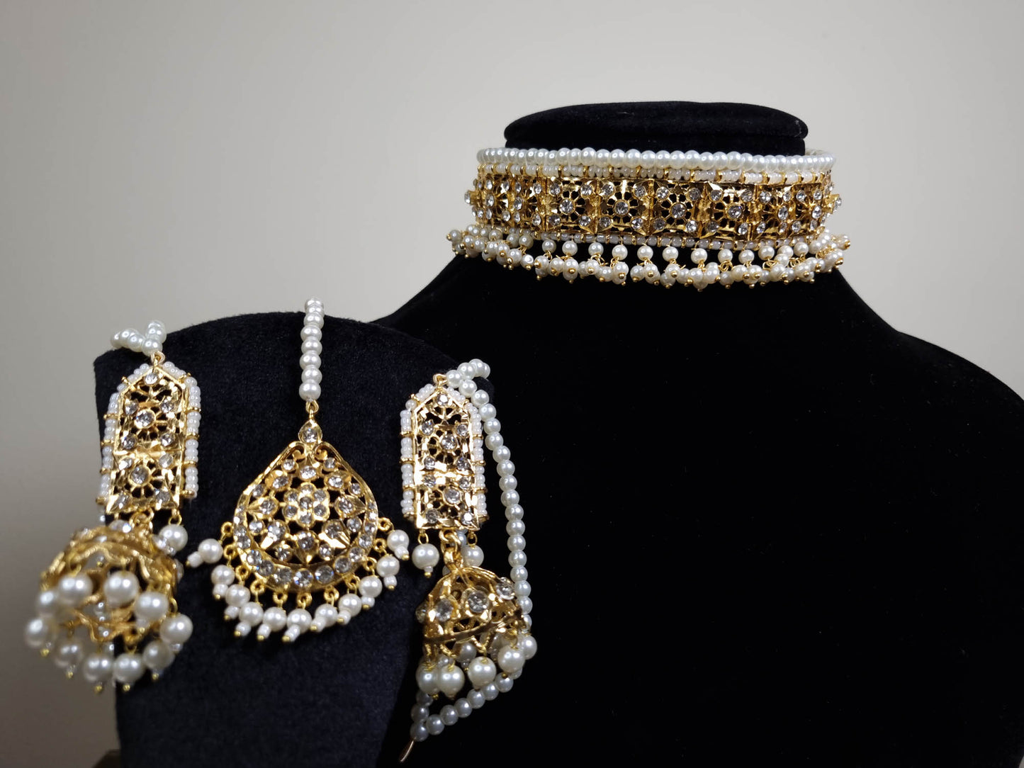 Nazakat Pearl Choker Set with Tikka