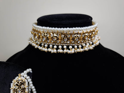 Nazakat Pearl Choker Set with Tikka