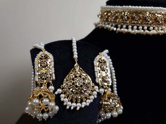 Nazakat Pearl Choker Set with Tikka