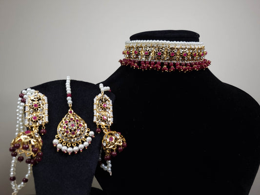 Nazakat Ruby Choker Set with Tikka