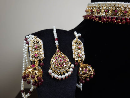 Nazakat Ruby Choker Set with Tikka