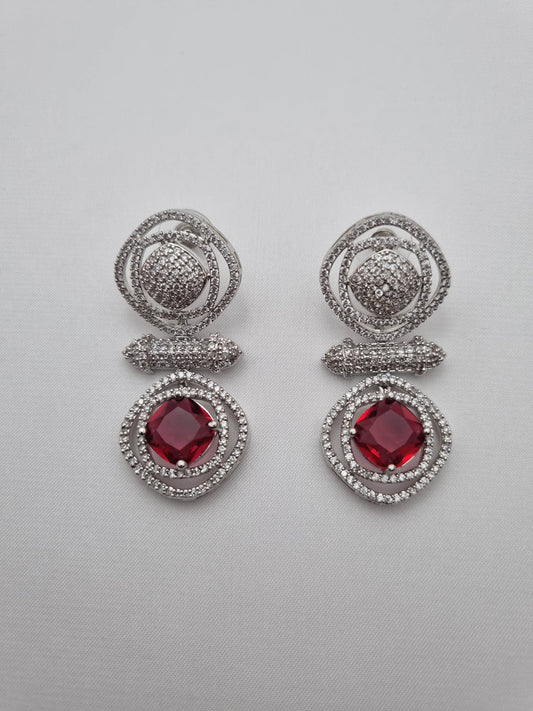 Crimson Radiance Zircon Drop Earrings