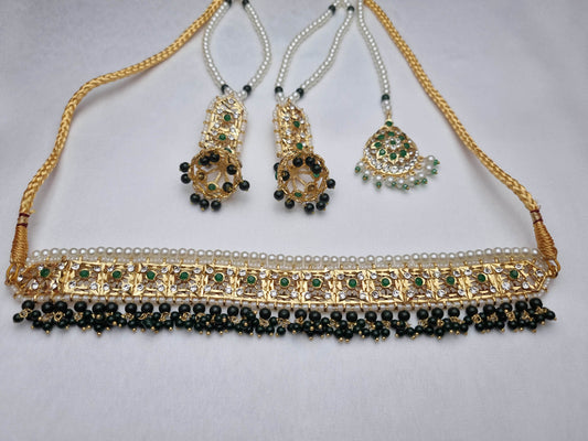 Nazakat Emerald Choker Set with tikka