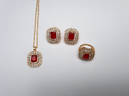 Ruby Star Necklace Set