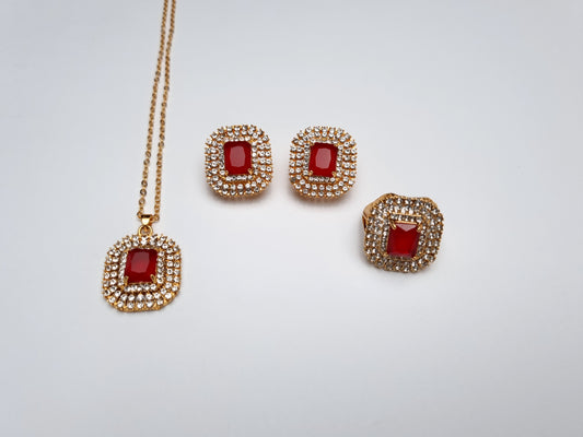 Ruby Star Necklace Set