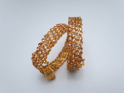 Blush Pink Crystal Bloom - Openable Kara Bangle