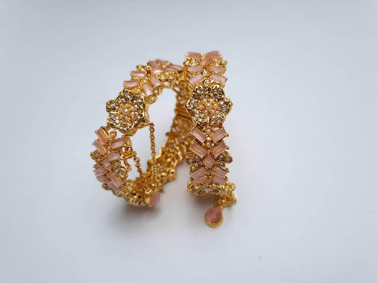 Pink Rose Elegance - Openable Kara Bangle