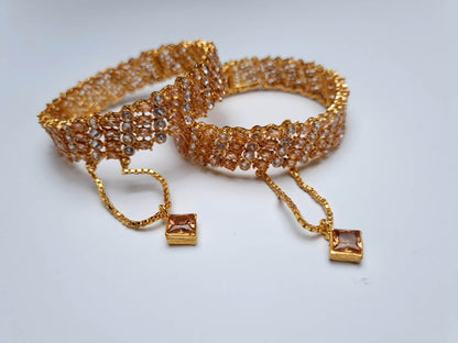 Blush Pink Crystal Bloom - Openable Kara Bangle