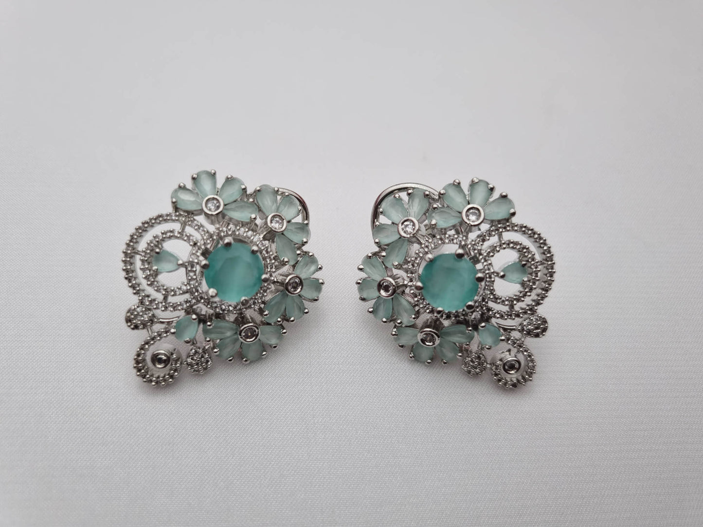 Aqua Bloom Statement Earrings