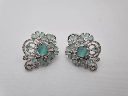 Aqua Bloom Statement Earrings