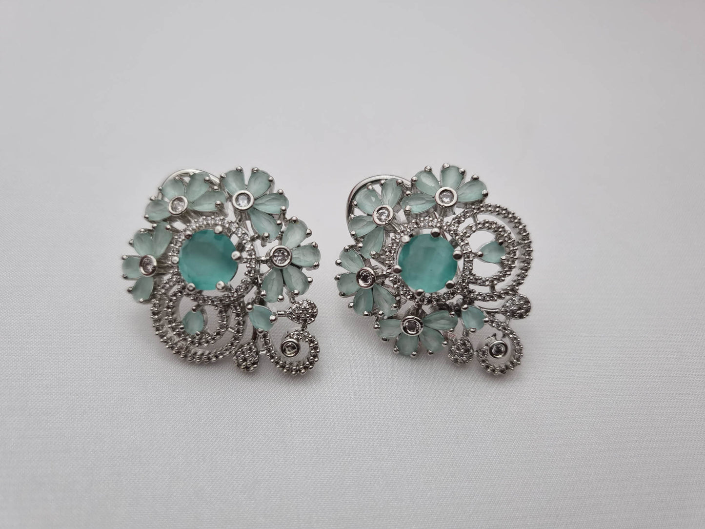 Aqua Bloom Statement Earrings