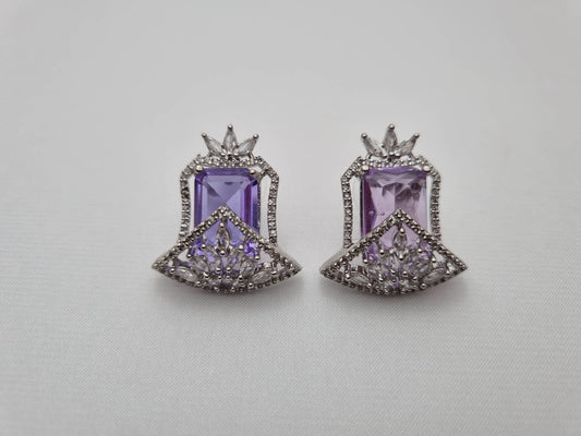 Lavender Bloom Zircon Stud Earrings