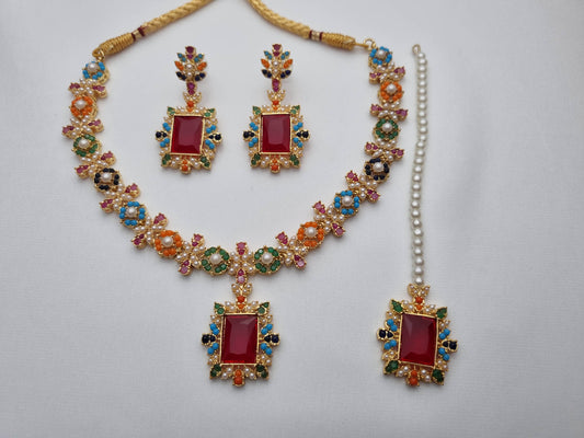 Naqaab Naurattan Set with Tikka