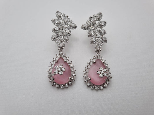 Pink Elegance Teardrop Zircon Earrings