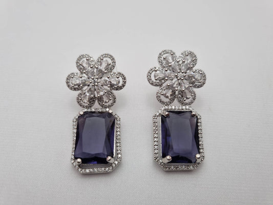 Royal Violet Crystal Drop Earrings